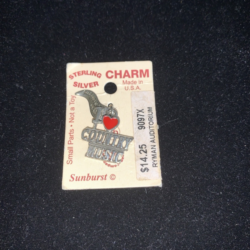 Vintage 925 Sterling Silver Ryman Auditorium‎ I Love Country Music Heart